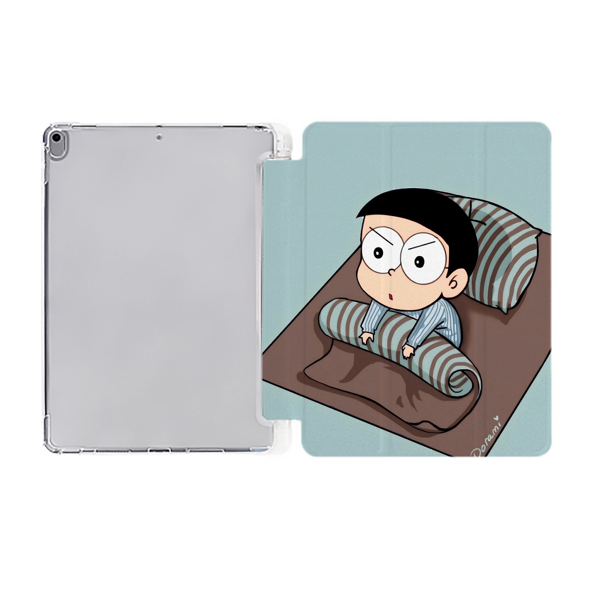 （画像用） ドラえもん Doraemon IPad ケース ペン収納付き 三つ折りスタンド PUレザー×シリコン 対応機種9.5/10.5/10.9インチ
